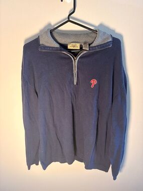 Men's Navy Half-Zip Sweater with Phillies Logo